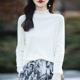Fine-Woven Wool 2026 Autumn And Winter New Women's Short Loose Lace Lace Lace Hollow Bottom Jersey Sweater