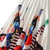 Autumn New Korean Version Of Simple Cartoon Print 100 Folds Fashion Thin High Waist And Middle Long Skirt 2125