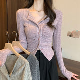 Pure Babes Knitted Cardigan Girl Spring 2025 New Design Sense Small Waist Repair Slim Thin Short Top