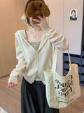 Small Capital Hit The Striped Bottom Hooded Sweater Women Spring Age Reduction Fake Two Long-Sleeved Knitted Cardigan Tops