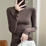 Fine-Woven Wool 2026 Autumn And Winter Women's New Short Korean Version Pile High-Necked Solid Color Knitted Shirt