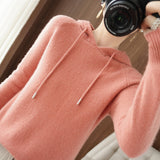 Wool Blended 2026 Autumn And Winter New Women's Loose Hoodie Hoodie Solid Color Short-Case Sweater Knitted Hoodie