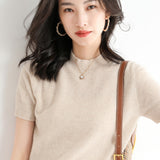 Wool Blended 2026 Autumn And Winter 2026 New Lady Body High-Necked Short-Sleeve Knitting Shirt