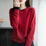 Wool Blended 2026 Autumn And Winter New Women Loose Color Collar Buckle Two Bottoms Outside Wearing Knitwear Coat