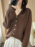 Wool Blended 2026 Autumn And Winter Women's New Loose V-Neck Solid Color Short Knitted Cardigan Jacket Sweater Spring