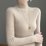 Wool Blended 2026 Autumn And Winter New Women's First-Line Ready-Upled Half-High Collar Strips To Repair Their Own Skin Knitted Bottom Sweater