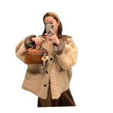 Lazy Wind Environmental Protection Lamb Wool Coat Women Autumn And Winter Short Loose Thick Fur Integrated Leisure Age Reduction Top