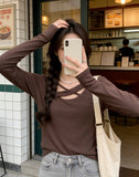 White Inside Cross-Care Machine Bottom T-Shirt Spring And Autumn Chic Tunic Dress Simple Design Sense Long-Sleeved T-Shirt