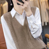 Wool Blending 2026 Autumn And Winter New Women's Clothing Jacket Short V Collar Knitted Vest Loose Stifling Sleeveless Shoulders
