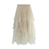 Irregular Mesh Dress Women's Long Mid-Term 2025 Spring New Yarn Skirt High-Waisted Thin Skirt 8063