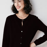 Wool Blended 2026 Autumn And Winter Women's New Loose Round Collar Solid Color Short Sleeve Coat Knitted Open Shirt
