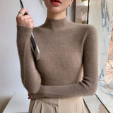 Line Ready-Upwear Wool Blending 2026 Autumn And Winter New High-Necked Solid Color Set-Up Bottom Knitting Shirt