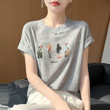 Fine Spinning Lyselle 2026 Spring And Summer Women's New Loose Round-Neck Painting Casual Short-Sleeved T-Shirt Top