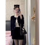Set Of Women 2025 Spring New Hepburn Small Fragrant Temperament Short Coat High Waist Half Skirt