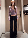Pure Hottie Sexy Micro-Permeable V-Neck Lace Top Girl 2026 Early Autumn Slim Inside And Outside To Put On The Coat