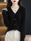Wool Blended 2026 Autumn And Winter Women's New Loose V-Neck Solid-Color Short Top Knitted Cardigan Sweater Coat