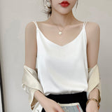 Silk Satin 2026 Spring And Summer Women's New Body Repair V Collar Short Niche Design With A Beauty Back Sling Vest
