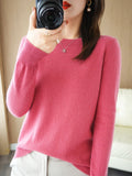 Wool Blending 2026 Autumn And Winter New Women's Loose Round Neck Solid Color Casing Bottom Knitted Bottom Sweater