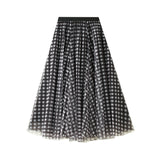 Vintage Lattice Trinkle Dress High Waist Shade Medium Long Tight Waist Spring And Summer Skirt 8806