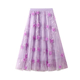 Net Yarn Embroidery Heavy Industry Half-Body Skirt Large-Size Dress 2025 Spring New A Word High-Waist Long Skirt 8692