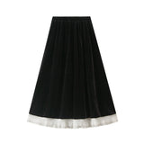 Velvet Folded Skirt Dress 2025 Autumn And Winter New Black High-Waist Temperament 100 Folded Half Skirt 6653