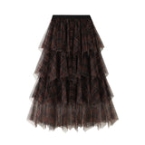 Lattice Dress Spring Dress New A Skirt Long Skirt Women Irregular Mesh Cake Skirt 0857