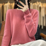 Support Quality Inspection Seamless 100% Pure Wool 2026 Line Ready-On-Line Autumn And Winter New Round Collar Knitted Bottom Sweater