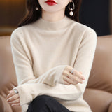 Wool Blending 2026 Autumn And Winter New Women's Half-High Collar Simple And Short-Term Warm Knitted Bottom Sweater