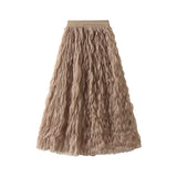 High-End Folded Half-Dress Girl Spring 2025 New High-Rise Thin Long A-Word Large Swing Dress 0888