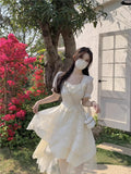 Summer New Design Short-Sleeved Dress Women's Small Collection Tea Rest Dress Sweet Long Dress