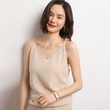 Cashmere 2026 Autumn And Winter Women's New Short-Term Body V-Neck Solid Color Hooded Bottom Sweater Knitted Sling Vest