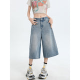 Light-Colored Denim Shorts Women Seven-Point Trousers Summer Trend With Thin Small Loose-Legged 7-Point Trousers