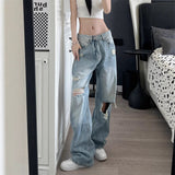 Vintage Ripped Jeans Women's Summer Trend With New High-Rise Thin Straight Broad Leg Pants