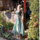 French Floral Sling Dress Women's Summer 2026 New Small Senior Feeling Seaside Holiday Chiffon Dress
