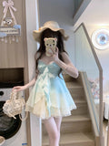 Tea Wear A Set Of Summer Sweet Temperament Slings Pony Pony Short Skirt Small Man Two Sets