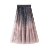 Half-Body Skirt New Gradient Fashion Long-Colored Star-Colored Bright-Spelled Starlight Tight Waist Mesh Yarn Star Dress Women 8170