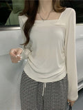 Small Design With Long-Sleeved T-Shirts For Women's Autumn New Retro Collar Blouse Hottie Set-Up Bottom Shirt