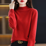 Wool Blending 2026 Autumn And Winter New Women's Half-High Collar Simple And Short-Term Warm Knitted Bottom Sweater