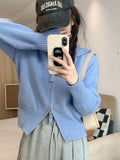 Pure Lusty Gray Long-Sleeved Knitted Cardigan Women Autumn 2025 New Double-Headed Zipper Slim Short Top