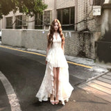 The Moon Shadow Glazed French Elegant Holiday Wind Waist Net Yarn And Flower Dress Temperament Hanging Neck Waist Dress