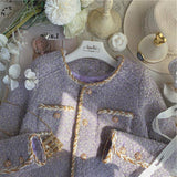 Small Scent Lavender Purple Coarse Flowers, Short Coat Women Autumn And Winter 2026 New High-End Feeling This Year's Popular Color