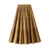 Autumn And Winter Pressure Folding Splicing Big Swing 100 Folded Skirt Autumn New Thin Fall Cake Dress 8958