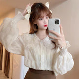 Women's Top In Dolls In Dolls Spring And Autumn 2026 New Sweet Fold Design Small Shirt Long-Sleeved Shirt