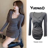Black V-Neck Small Black Dress Spring 2025 New Large-Size Fat Sister Folding Bag Hip Dress Slimming Dress