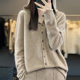 Line Ready-Wear 100% Pure Wool 2026 Autumn And Winter New Women's Short Loose Knitted Open-Shirt Jacket Hooded