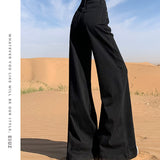 Black Wide-Legged Jeans Women's 2025 New High-Waisted Loose-Fitting Leg Horn Trousers Thin