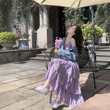 French First Love Milk Sweet Purple Sleeveless Vest Dress Women's Summer Gentle Style Chic Beautiful Dress Women's Dress