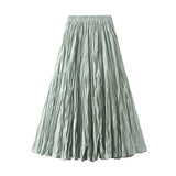 Light Luxury Light Pressure Folded Skirt Women's Spring And Autumn New Station Big Swing Thin Folded A Skirt 0323