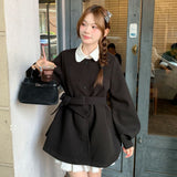 Autumn And Winter 2025 Huge Look Double-Sided Hair This Coat Girl Small Man Wearing A Lantern Sleeve Dress