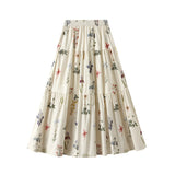 Korean Sweet Broken Flower Dress Dress Woman 2025 Summer A-Word Tight Waist Long Umbrella Skirt 2185